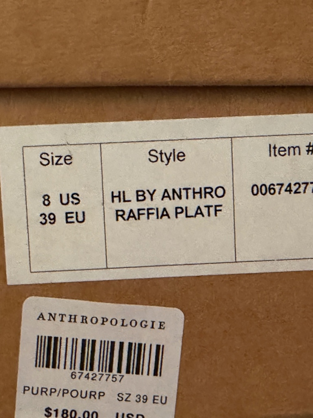 NIB Anthropologie Raffia Platform Heeled Wedge Sandals Brown and Lavender Sz 8 - Picture 6 of 9